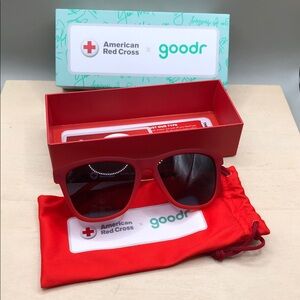 Goodr x red cross Just My Type red ombre sunglasses UNISEX NEW limited edition.